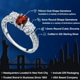 thumbnail image 2 of Gem Stone King 925 Sterling Silver 3-Stone Ring Oval Garnet Moissanite (1.99 Cttw), 2 of 6