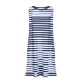 thumbnail image 5 of NXMZXB Summer Dresses for Women 2025 Loose Fit Casual Striped Sundresses Beach Cover Ups Sleeveless Crewneck Tshirt Swing Dress with Pockets Blue L, 5 of 7