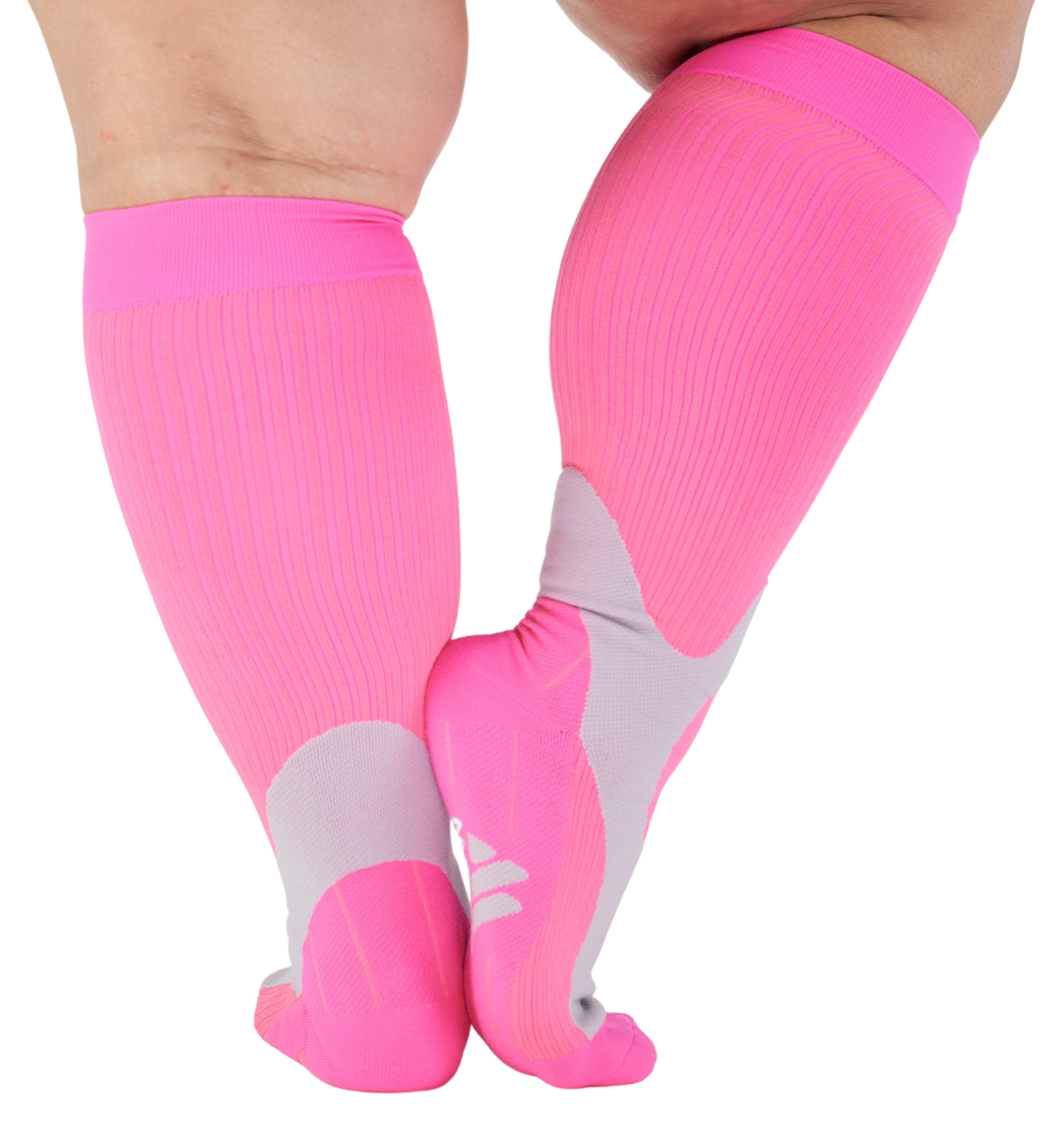 Extra Wide Unisex Compression Socks 20-30mmHg for Post Surgery - Hot Pink, 5XL