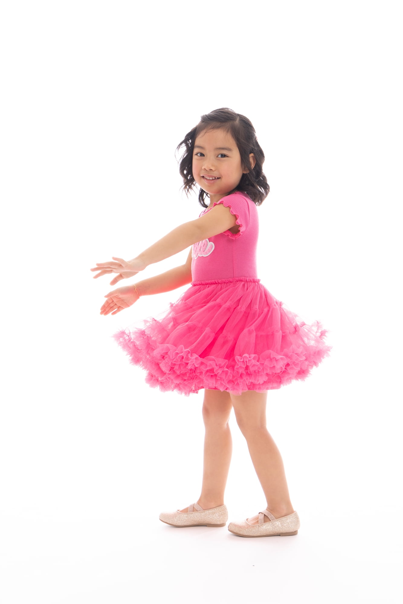 Barbie Toddler Girl Tiered Tutu Dress with Chenille Patch, Sizes 12M-5T
