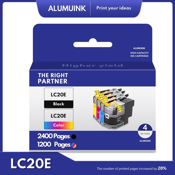 LC20E Ink Cartridges Compatible with Brother LC20E For Brother MFC-J5920DW XL Printer (4Pack,1BK 1C 1M 1Y)