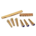 Brass Bridge With Nut Saddle Blue Crystal Design for Acoustic Guitar