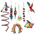 thumbnail image 1 of Flmtop 7Pcs Rattan Ball Ladder Spiral Rope Parrot Play Toy Pet Bird Cage Hanging Decor Multicolor, 1 of 8