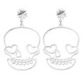 thumbnail image 1 of 1 par de pendientes con forma de calavera, colgante, Material de aleación, pendientes decorativos, suministros para fiestas DIY, Plata, 1 of 14