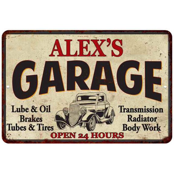 ALEX'S Garage Man Cave Metal Sign Decor 8x12 208120014159