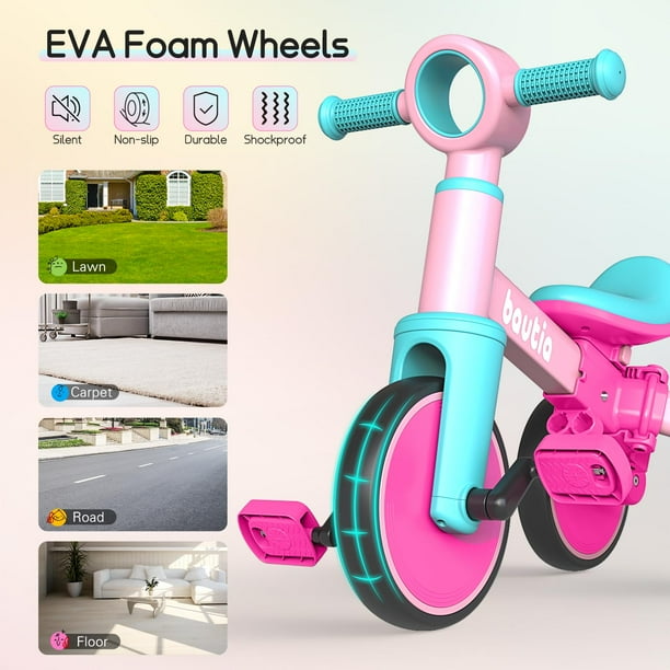 LOL-FUN Triciclo 5 En 1 Para Niños De 1 A 4 Años – Con Barra De Empuje Parental, Asiento Ergonómico Y Cuerpo De Acero, Regalo Ideal Para Bebés