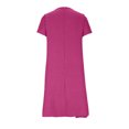 thumbnail image 4 of Vivianyo HD Women's V-Neck Swing Mini Dress, Solid Loose Casual Short Sleeve Summer Tunic Dresses for Women Vacation, Women's Hot Pink, Sizes S-2XL, 4 of 7