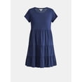thumbnail image 2 of Time and Tru Women's Tiered Cotton Dress with Short Sleeves, Sizes XS-XXXL, 2 of 4