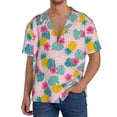 thumbnail image 3 of Xecao offers the Pineapple And Leaves for Men's Casual Short-sleeved Shirt, a button-up collared shirt with a pocket, perfect for beach vacations and yacht travel in the 3X-Large size., 3 of 7