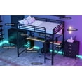 thumbnail image 3 of Bellemave Modern Industrial Full Size Loft Bed with Desk and Storage Shelf Esports Gaming Metal Loft Bed with LED Lights Heavy Duty Full Loft Bed Frame for Teens, Adult, Gamers, Black, 3 of 10