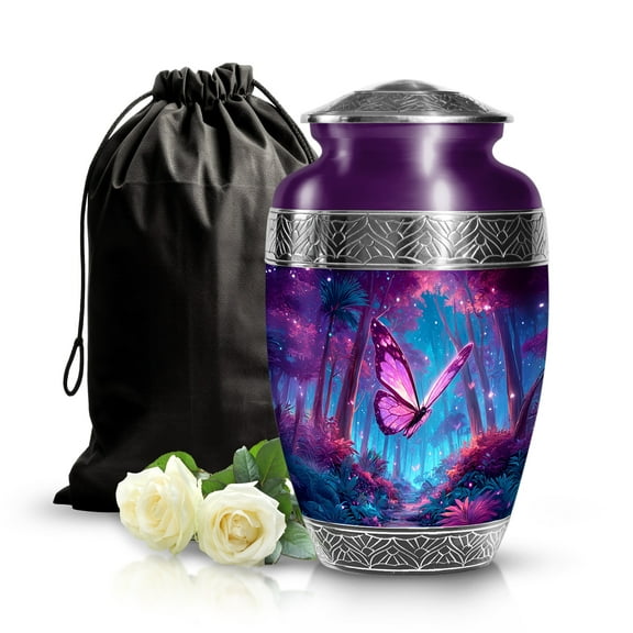 SABURIAL Butterfly Urn - Unique Decorative Burial Memorial Urn for Mom & Dad Ashes - Tribute Urns for Women & Men - 10 Inch - Large with Velvet Bag