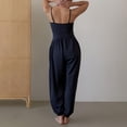 thumbnail image 4 of Women's Ribbed Tube Backless Spaghetti Straps Jumpsuit - Wide Leg Yoga Romper with Side Pockets, Casual Sexy Style, 4 of 4
