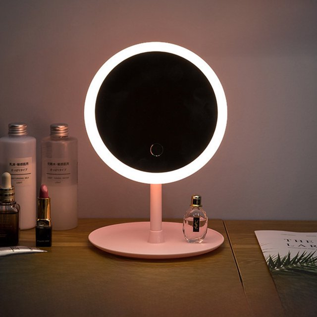 Espejo de maquillaje LED, espejo de belleza de escritorio popular con luz de relleno atenuable y luz