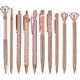 thumbnail image 4 of Juego de 10 bolígrafos de oro rosa con diamantes Juego de 10 bolígrafos de oro rosa Bolígrafo Prensa Bola, 4 of 6