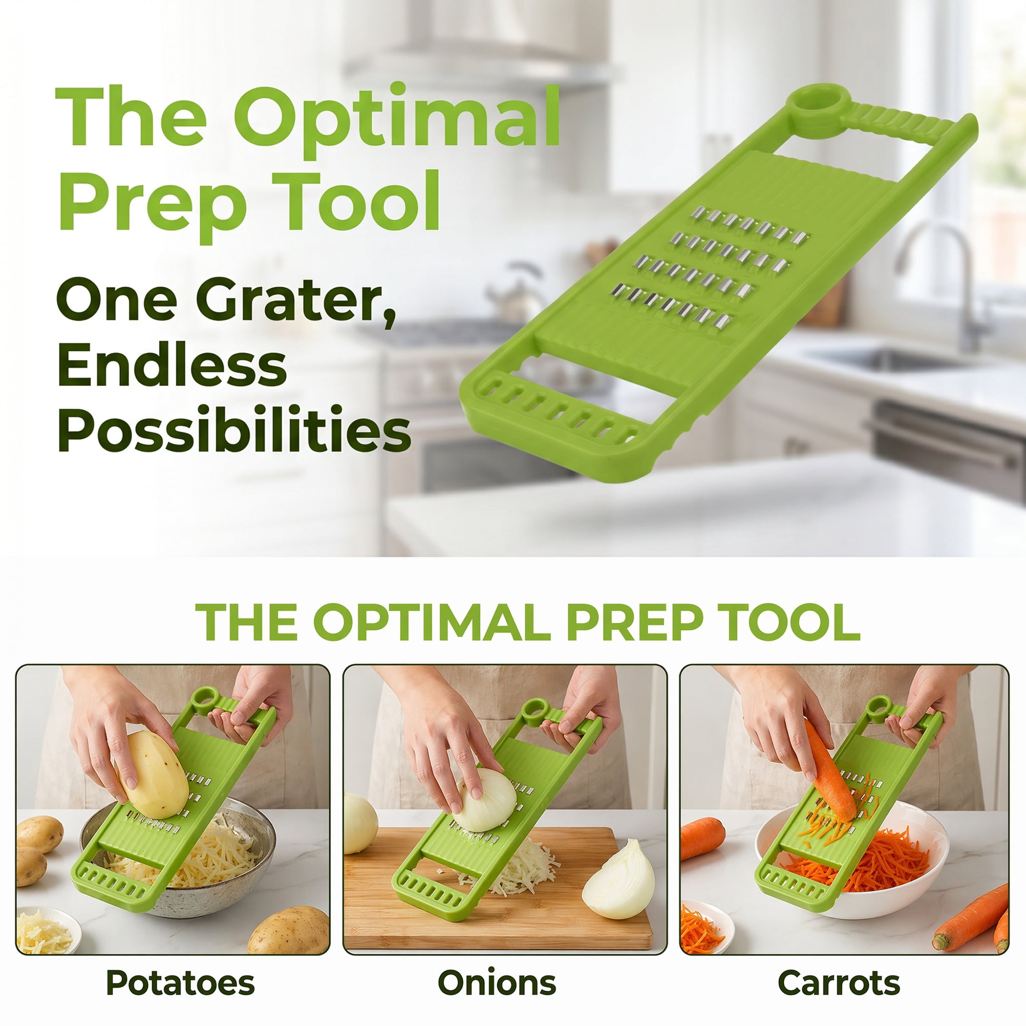Unique Bargains Plastic Mandoline Slicer with Non-Slip Base for Safety Green A 11.2"x3.9"