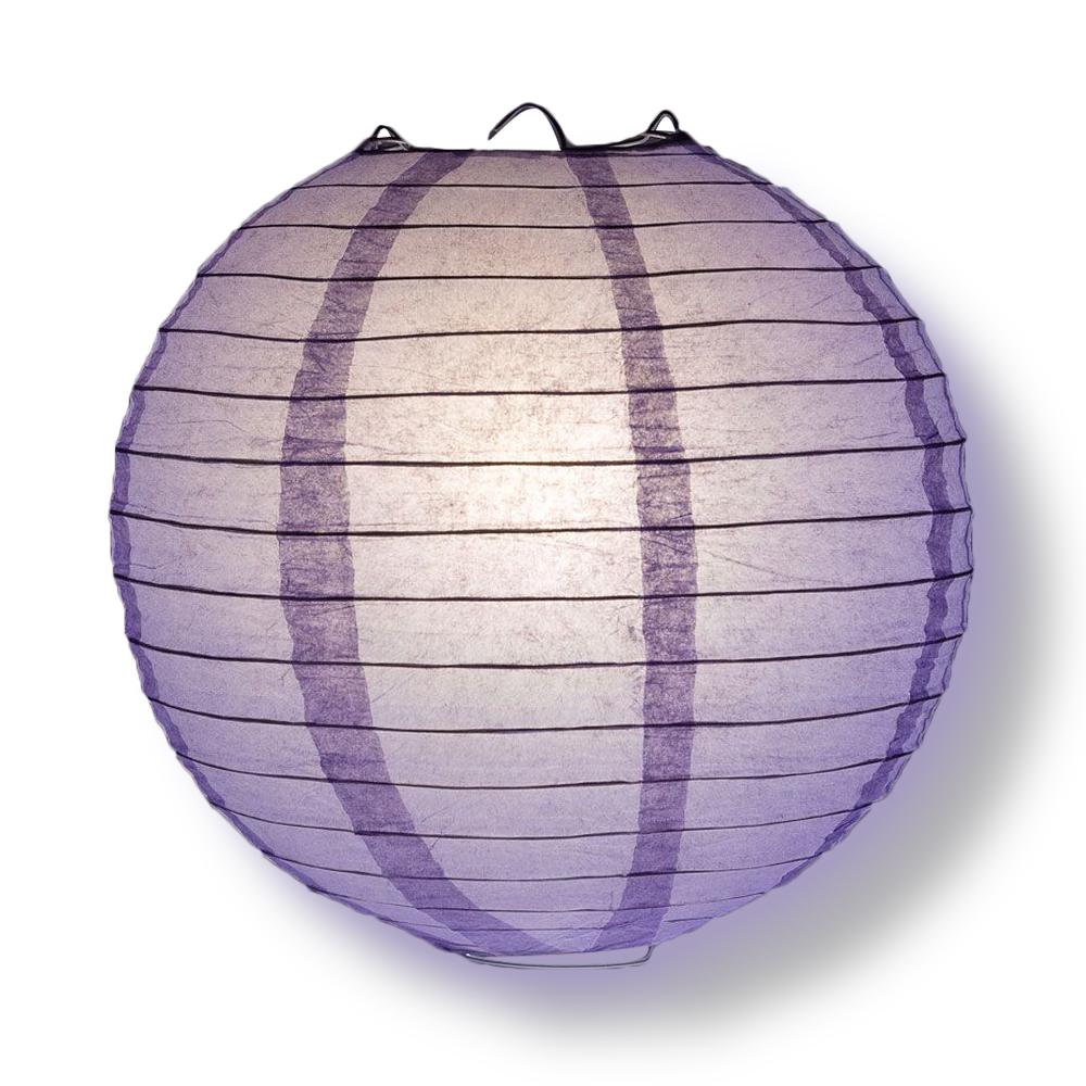 Quasimoon PaperLanternStore Decorative Paper Lantern - (Single, 16-Inch, Lavender, Even Ribbing) Round Paper Lantern - Ideal Wedding and Party Decor or Home Accent, Lighting Optional