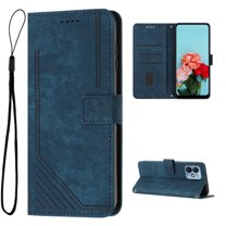 Feishell for Motorola Moto G (2023) Flip Wallet Phone Case,Durable PU Leather Flip Kickstand Shockproof TPU Inner Shell Magnetic Clasp Folio Card Pocket Phone Case with Wrist Strap,Blue