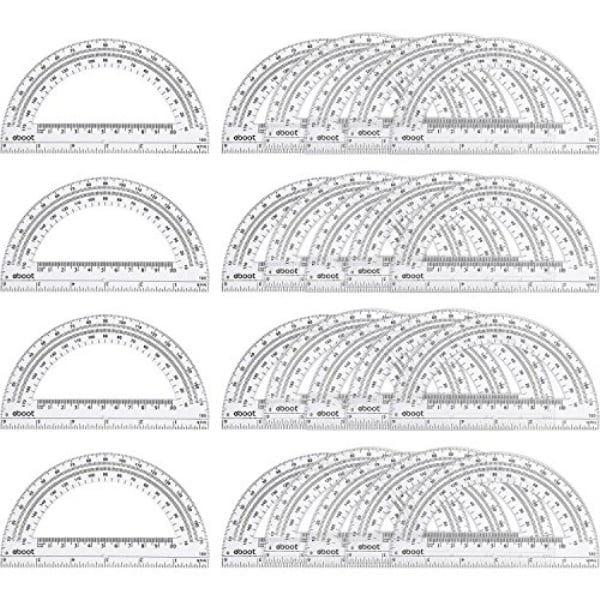 Westcott 6-Inch Plastic 180 Degree Protractor Clear 2 Pack 