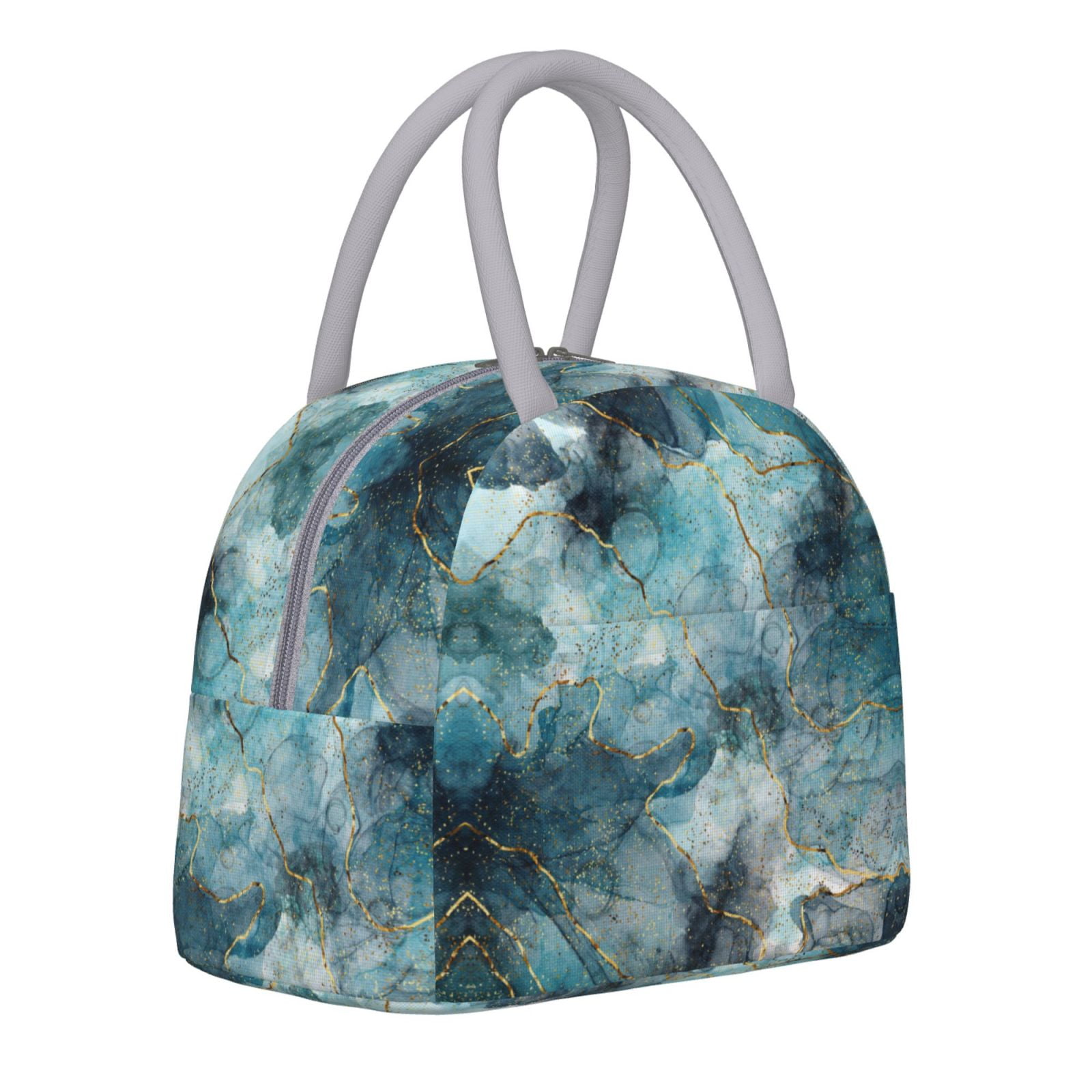 XMXT Lunch Bag Women, Marble Abstract Print Large Lunchbox Insulated Lunch  Box for Work School, Blue 