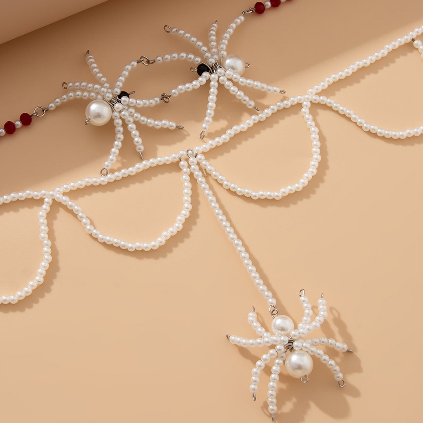 GUOXIAOMEI Collier Long Punk Gothique Pour Halloween Avec Pendentif Araignée En Cristal Noir Et Rouge, Métal, Pas De Gemme