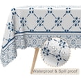 thumbnail image 2 of 60x84inches Rectangle Table Cloth Blue White Faience Print Pattern with Bright Color Floral Tablecloth Waterproof and Stain Resistant Table Cover for Kitchen Dining Room Buffet Banquet Party, 2 of 7