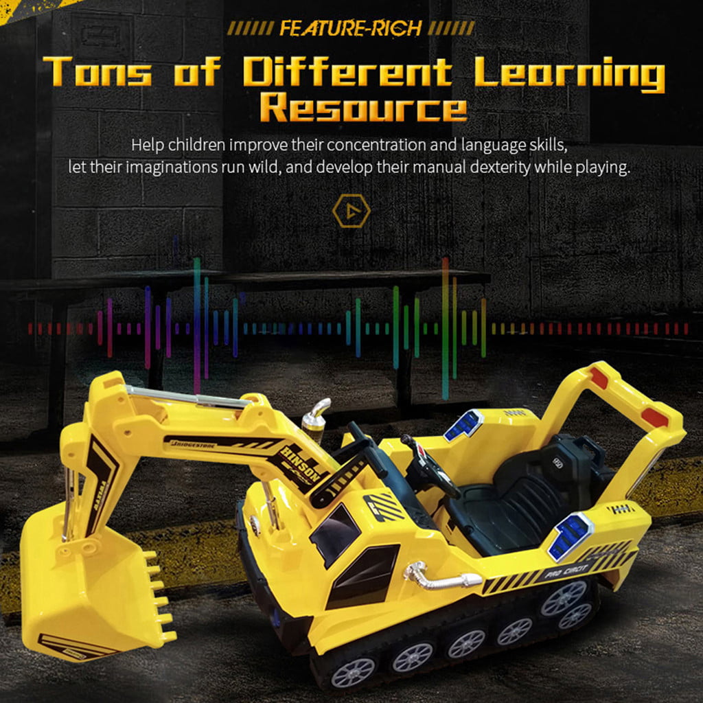 Rechargeable One-button Start Vehicles Truck Ship from USA Yellow Real Simulation Driving Bulldozer Car RTR 2.4G RC Remote Manual Dual Mode Crawler Construction Manned Truck for Kids 5 years old 