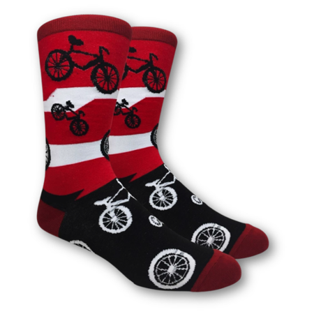 

FineFit Fun Crew Novelty Casual Cave Trouser Socks I Want to Ride My Bicycle RED