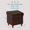 thumbnail image 2 of Folding Storage Ottoman Cube PU Leather Footstool with Wood Legs Ottoman Footrest for Living Room and Bedroom Brown, 15x12.6 x 15.4”, 2 of 6