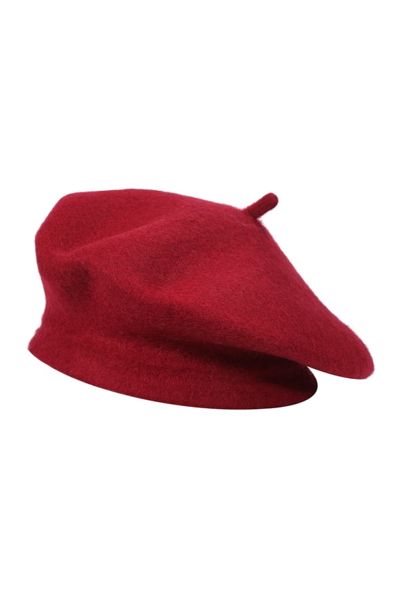 Wool Beret Hat for Women Solid Color Classic French Style Beret Cap Garnet