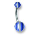 thumbnail image 2 of SGSS Curv BB w Acrylic Racer Stripe Balls 14G (1.6mm) 7/16 (12mm) Long Stainless Steel, 2 of 2