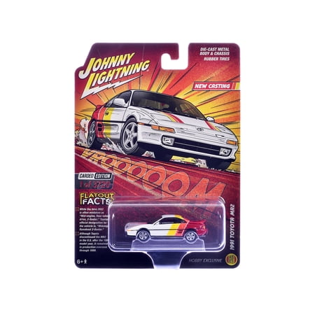 1991 Toyota MR2 White with Stripes "Hobby Exclusive" Series Limited Edition 1/64 Diecast Model Car by Johnny Lightning