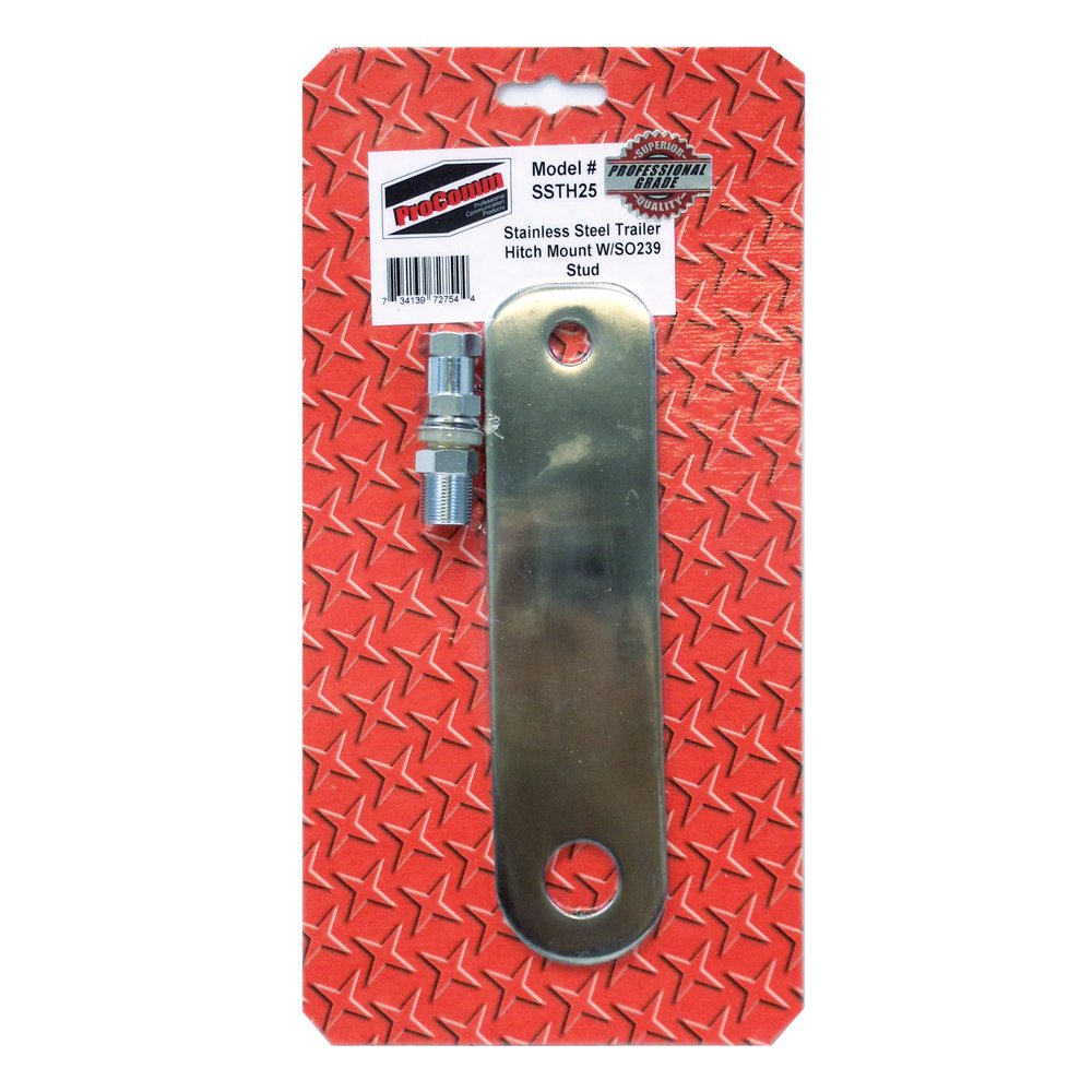 8" LONG STAINLESS STEEL FLAT TRAILER HITCH MOUNT WITH SO239