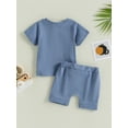 thumbnail image 5 of Toddler Baby Boy Clothes Set 6M 12M 18M 24M 3Y Short Sleeve Contrast T Shirt Tops Elastic Waist Shorts Cute Newborn Summer Outfit, 5 of 10