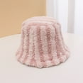 thumbnail image 3 of YAOBAMM Lady Bucket Cap Women Winter Bucket Hat Striped Color Matching Sunshade Thick Plush Warm Windproof Lady, 3 of 6