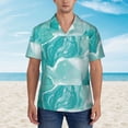 thumbnail image 2 of Pofeuu Teal Turquoise 1 Print Hawaiian Shirt for Men Sleeves Casual Button Down Summer Beach Dress Shirts T-Shirts,X-Large, 2 of 7