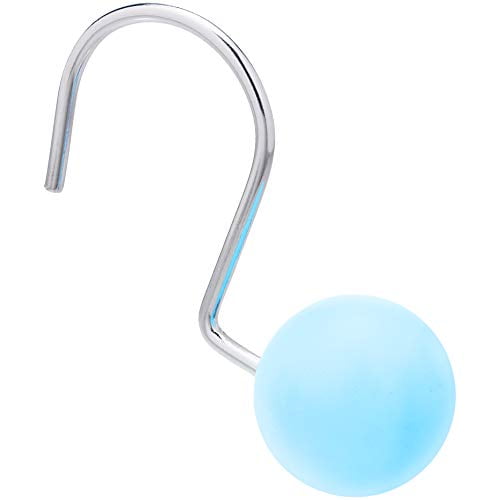 Basics Shower Curtain Hooks Round Ball, Light Blue
