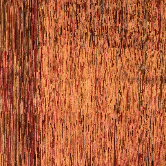Ahgly Company Indoor Square Abstract Orange Modern Area Rugs, 7' Square