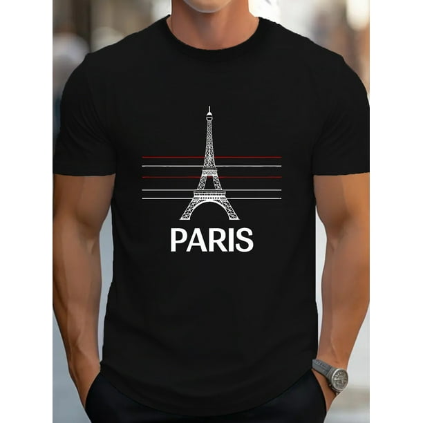 Iconic Eiffel Tower Design G500 pure cotton men's T-shirt comfort fit