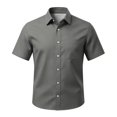 thumbnail image 5 of Mens Short Sleeve Button Down Shirt Casual Print Pocket Top Summer Lightweight Blouse for Work Travel Out Activities Gray S, 5 of 6