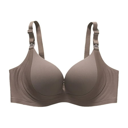 DXOUPM Women s Wireless Bra Nursing Bras for Breastfeeding Seamless Smooth Comfort Wirefree T Shirt Bra Brown 36