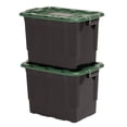 thumbnail image 1 of Homz 2 Pack 20-Gallon Plastic Stackable Home Storage Bins with Lids, Black/Green, 1 of 12