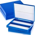 thumbnail image 1 of 4 Pcs Microscope Slide Storage Box, Plastic Microscope Glass Slide Holder with Latch Lock for 25mm × 75mm Microslide (100place,7.87 x 6.30 x 1.26 Inches,Blue), 1 of 6