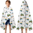 thumbnail image 3 of Cartoon Tractors Wheelbarrows White Pattern Hooded Bath Towel，60"x35" for Ages 3 To 12 Kids, Quick Dry Lightweight Soft Microfiber Hood Beach Towel Cover Up for Kids, 3 of 7