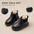 thumbnail image 2 of Otqutp Boys Girls Winter Chelsea Boots Side Zipper Warm Fleece Lined Ankle Boots Kids Non Slip Fashion Boots for Cold Weather, 2 of 6