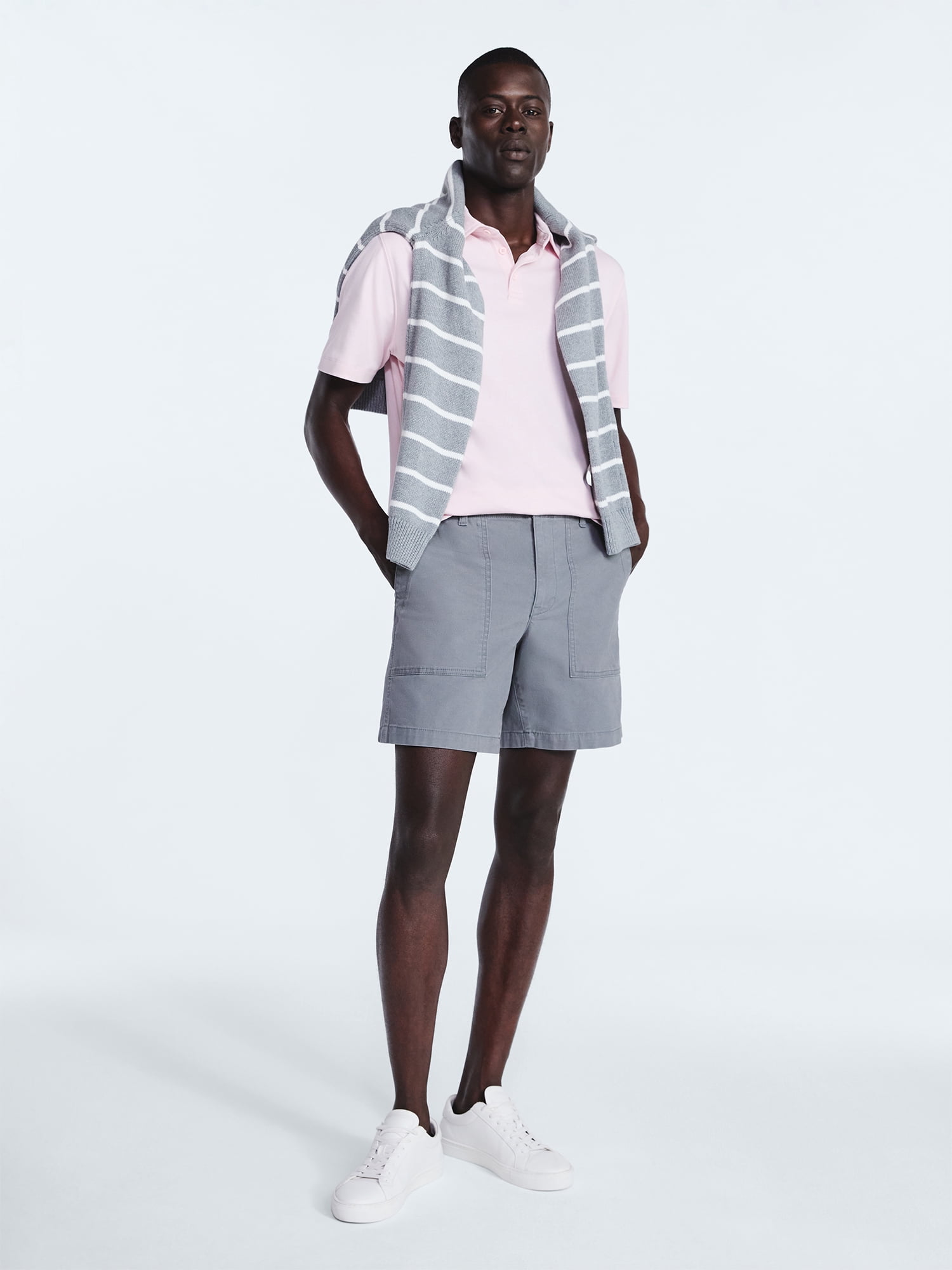 Free Assembly Mens Cotton Polo Shirt with Short Sleeves, Sizes XS-3XL