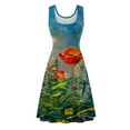 thumbnail image 4 of USSUMA Dresses for Women Party Casual Women's Sleeveless Swing Dress Oil Painting Floral Print High Waist Loose Summer Beach Dresses Flowy Mini Dress, 4 of 5