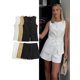 thumbnail image 2 of HH TRAF Traje de moda para mujer, sólido, cuello redondo, sin mangas, bolsillo, botonadura simple, dobladillo dividido, chalecos + pantalones cortos de verano de cintura alta con cremallera para mujer, 2 of 5