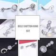 thumbnail image 3 of ZS 8PCS 14G Heart CZ Belly Button Rings Moon Dangle Navel Piercing Opal Belly Ring, 3 of 3