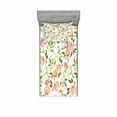 thumbnail image 2 of Ambesonne Floral Fitted Sheet & Pillow Sham Set, Flower Petals Blossoms, Full, Coral Fern Green White, 2 of 3