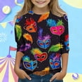 thumbnail image 5 of Tauxra Carnaval Imprimé 3/4 Manches Col Rond Haut pour Adultes, Chemise en Polyester Doux avec Tissu Respirant et Extensible, pour Tenue Décontractée, Usage Domestique et Rassemblements Sociaux, 5 of 5